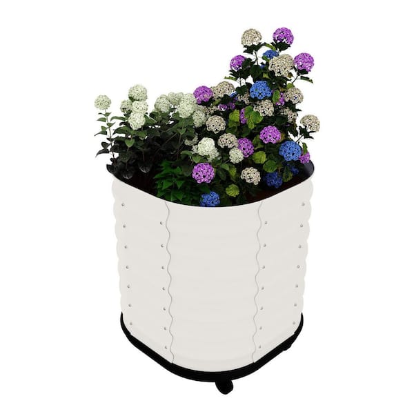 23.6 in. x 23.6 in. x 27.5 in. Self-Watering Raised Garden Bed in Beige with Water Reservoir & Wheels