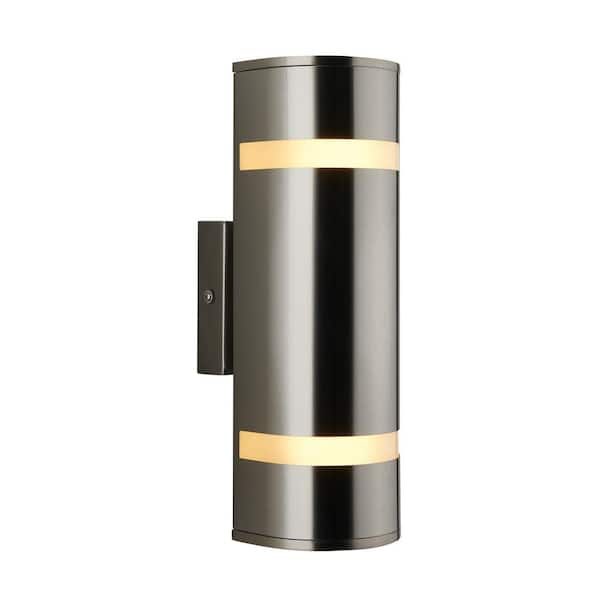 3 Way Stream Stainless Steel Modern Outdoor Hardwired Garage and Porch-Light Cylinder Sconce