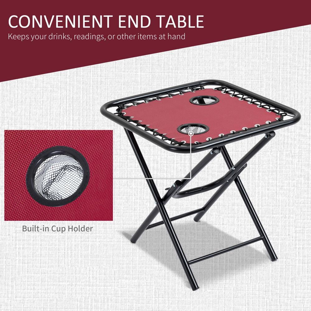 Wine Red Steel Zero Gravity Folding Lounge Chair Set with Cushions