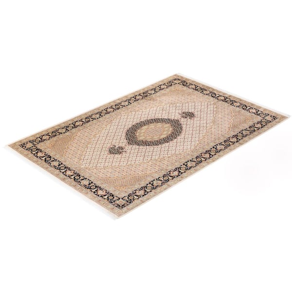 Mogul One-of-a Kind Traditional Ivory 6 ft. 8 in. x 10 ft. Oriental Area Rug