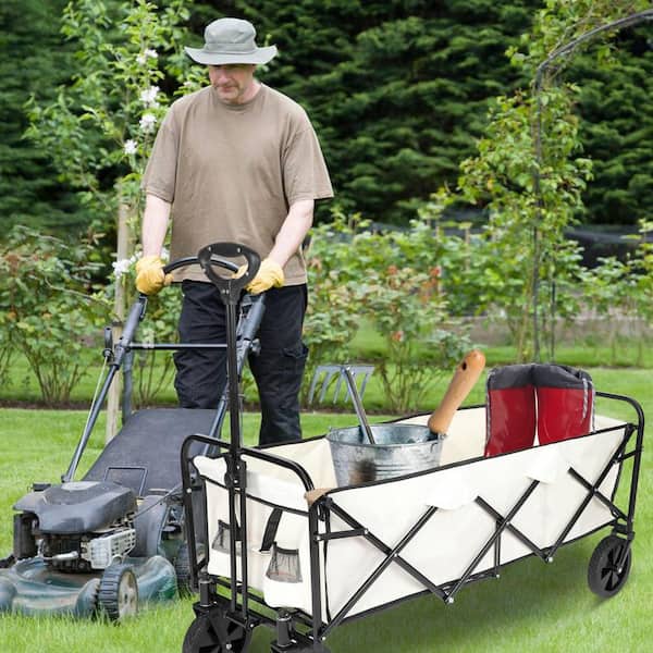 Unbranded 7 cu. ft. (51 in. x 24 in. x 20 in.), Capacity Portable Folding Steell Garden Cart, Extended Folding Utility Wagon
