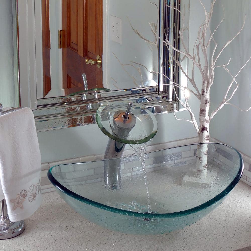 Chiaro Clear Oval Glass Above-Counter Bathroom Sink