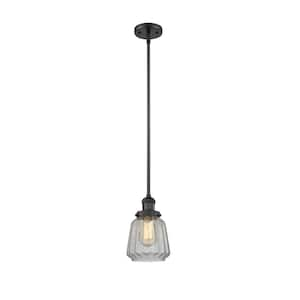 Chatham 60-Watt 1-Light Matte Black Shaded Mini Pendant Light with Clear Glass Shade