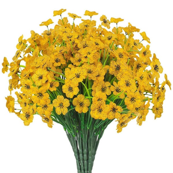 14 in. Yellow Indoor/Outdoor Artificial Daisy Flowers Fake Silk