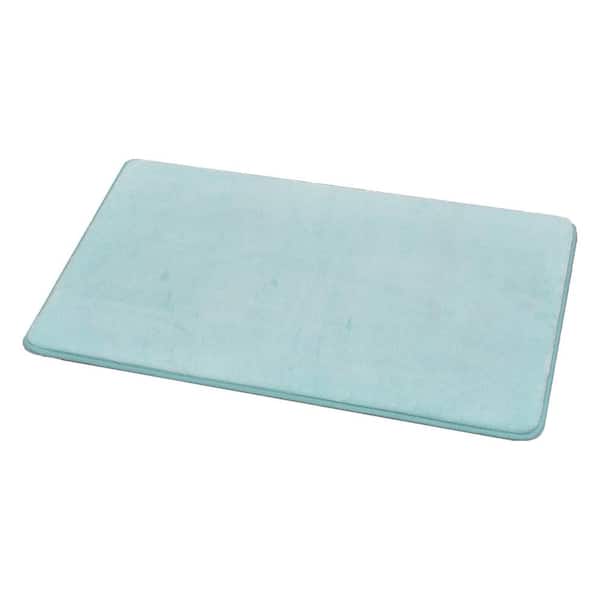 Unbranded Bath Rug Aqua Blue 18 in. x 30 in. Microfiber Non Slip Backing Bath Mat