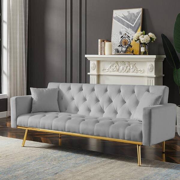 Gray 73 2 In Upholstered Sleeper Sofa