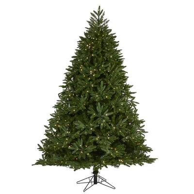 Nearly Natural 9 Ft. Pre-lit Flocked Grand Northern Rocky Fir 