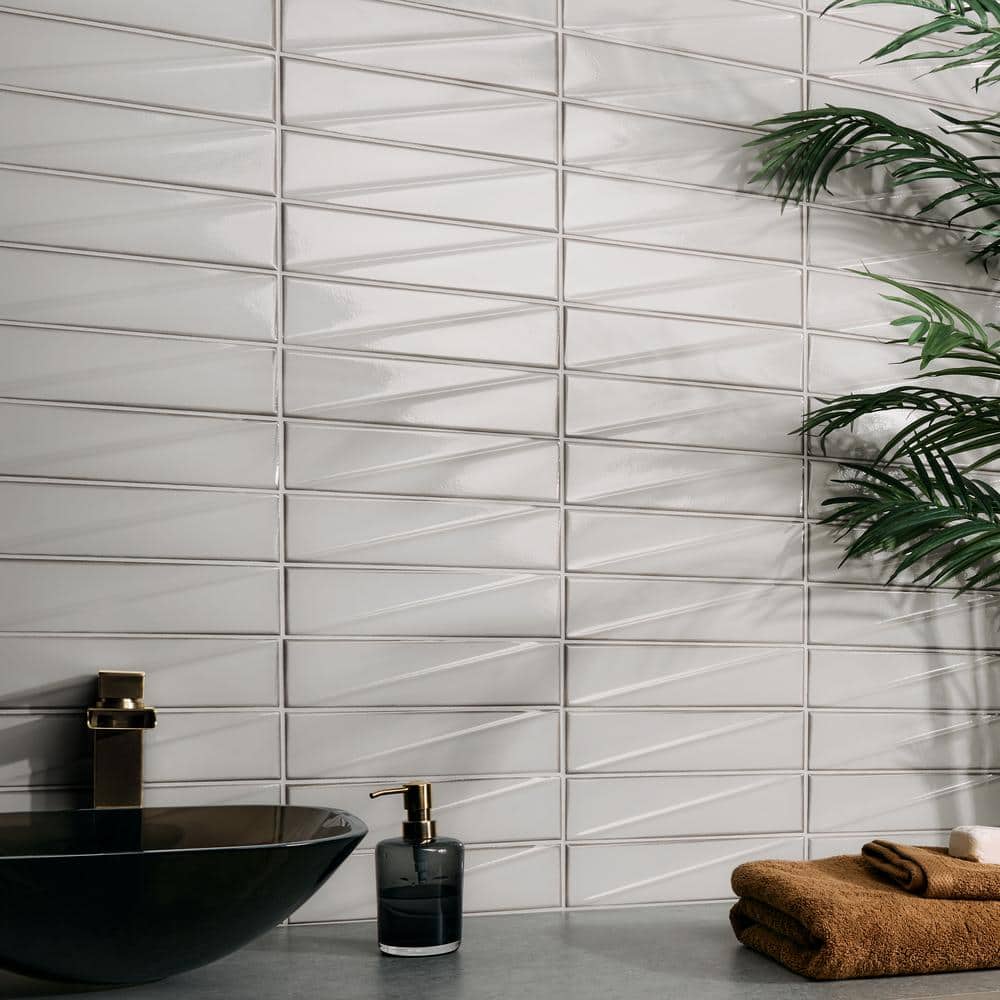 Ice White Glossy Ceramic Subway Wall Tile 3x12