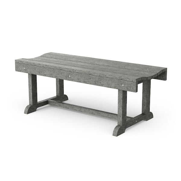Wildridge Heritage 42 in. Dark Gray HDPE Plastic Outdoor Patio Backless Bench