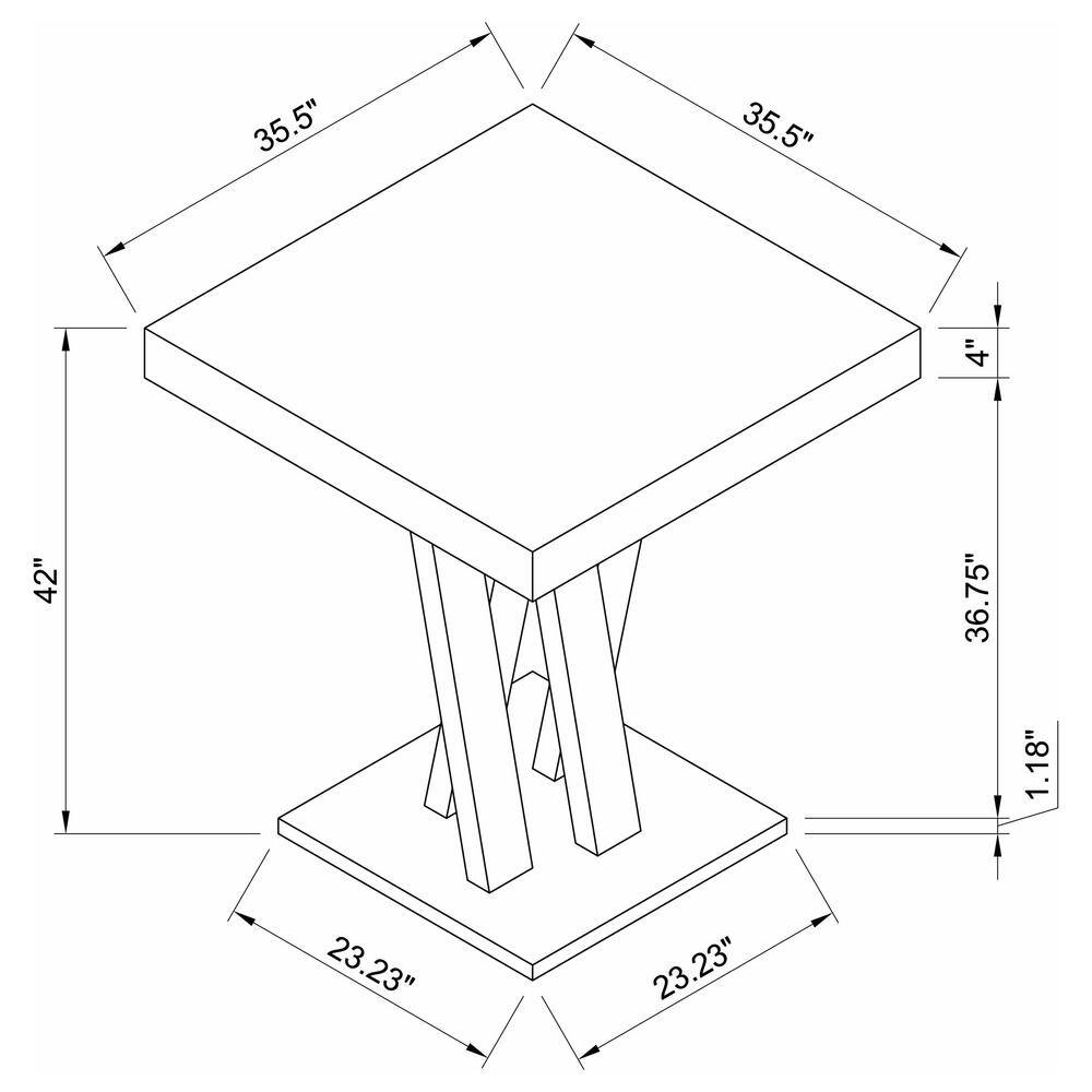 Cappuccino 35.5" Square Wood Bar Table with Double X Base