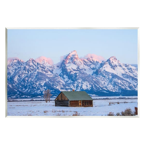 Stupell Industries Winter Snowy Peaks and Cabin by Jared Kreiss 1 Piece Unframed Graphic Print Nature Poster Art Print 19 in. x 13 in.