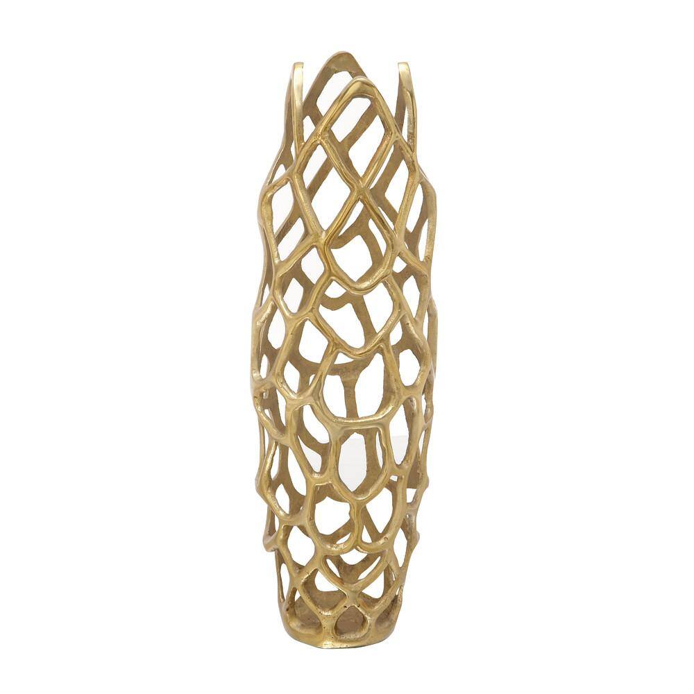 Gold Coral Decorative Metal Table Vase