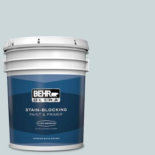 BEHR ULTRA 5 gal. #740E-2 Misty Surf Extra Durable Satin Enamel Interior Paint & Primer