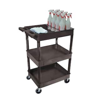 STC 24 in. 3-Shelf Utility Cart with bottle holder in Black