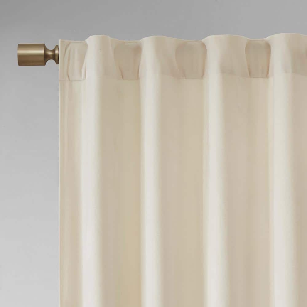 Ivory Ground Length Room Darkening Velvet Curtain Panels