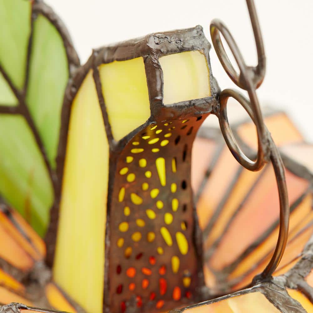 Patch the Pumpkin Orange and Green Stained Glass Accent Lamp