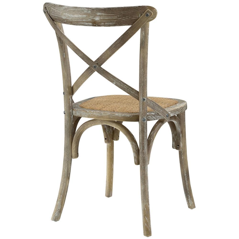 Rustic Gray Elm Wood Cross-Back Dining Side Chair