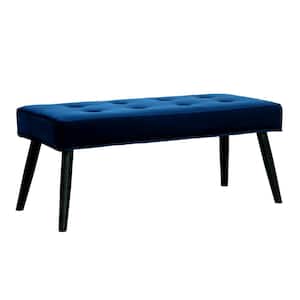 Brooklyn Tufted Royal Blue Velvet Ottoman Accent Bench 40.25 in. x .16.25 in. x 17 in.
