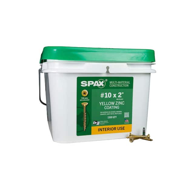 SPAX #10 x 2 in. Interior Flat Head Wood Screws Construction Framing Torx T-Star Plus (1500 Each) Bulk Pail Bit Included