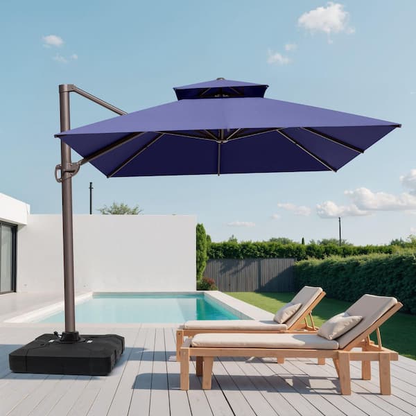 Crestlive Products 13 ft. x 10 ft. Double Top Cantilever Patio Umbrella w/ 320 lb. Wheeled Base Outdoor Offset Shade Umbrellas in Navy Blue ... Crestlive Products 13 ft. x 10 ft. Double Top Cantilever Patio Umbrella w/ 320 lb. Wheeled Base Outdoor Offset Shade Umbrellas in Navy Blue ...