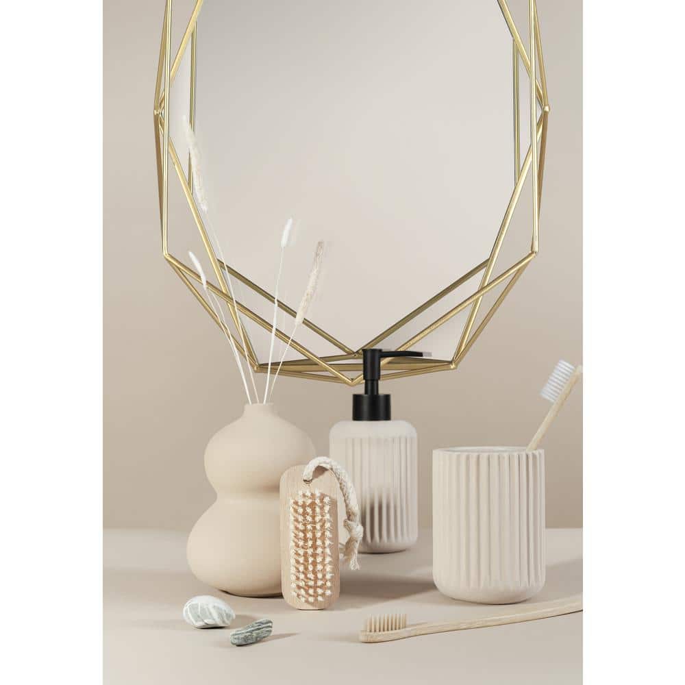 Geometric Gold Metal Frame Oval Wall Mirror, 22x17