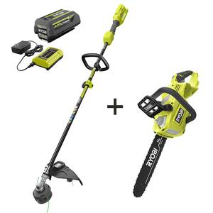 40V Expand-It Cordless Attachment Capable String Trimmer and Brushless Chainsaw with 4.0 Ah Battery and Charger