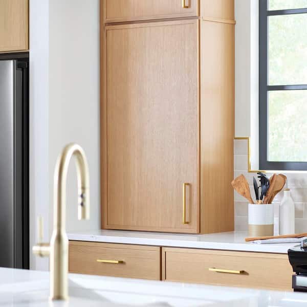 Leyton 9 in. W x 12 in. D x 30 in. H Ready to Assemble Plywood Slim Shaker Wall Kitchen Cabinet in White Oak