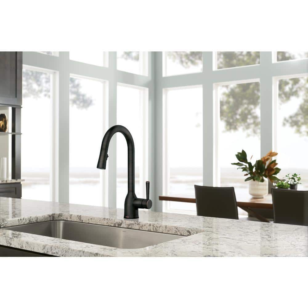 Bronze Transitional Kitchen Faucet with Pull-Out Spray