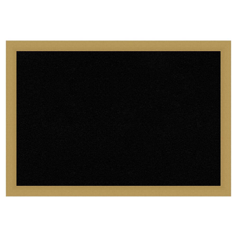 Amanti Art Grace Brushed Gold Narrow Framed Black Corkboard 26 in. x 18 in. Bulletine Board Memo