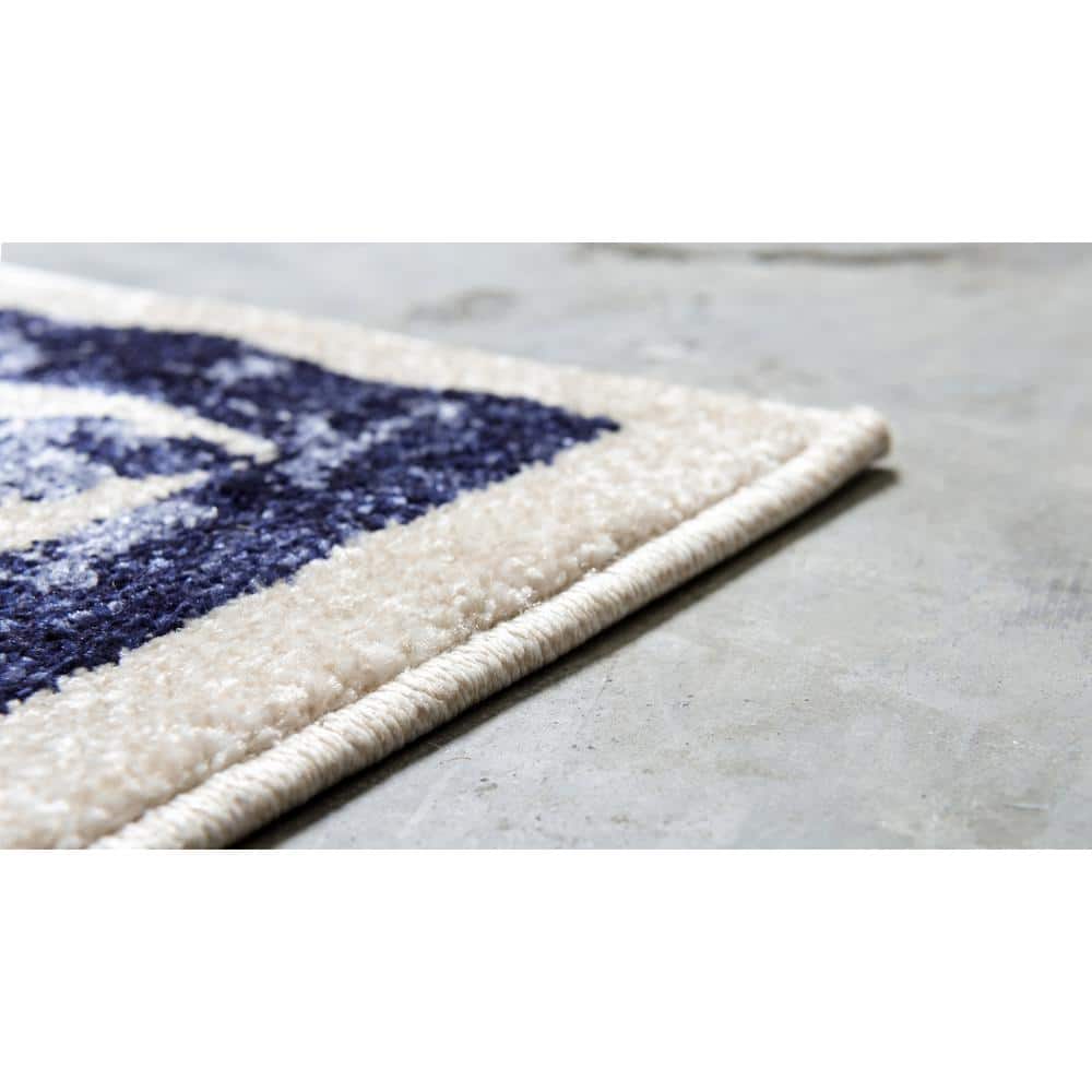 La Jolla 6' x 9' Reversible Blue Synthetic Area Rug
