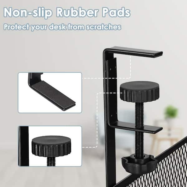Under Desk Cable Management Tray (2-Pack) - No-Drill Clamp-On Wire Organizer, 15.7" Steel Mesh Tray With Clips