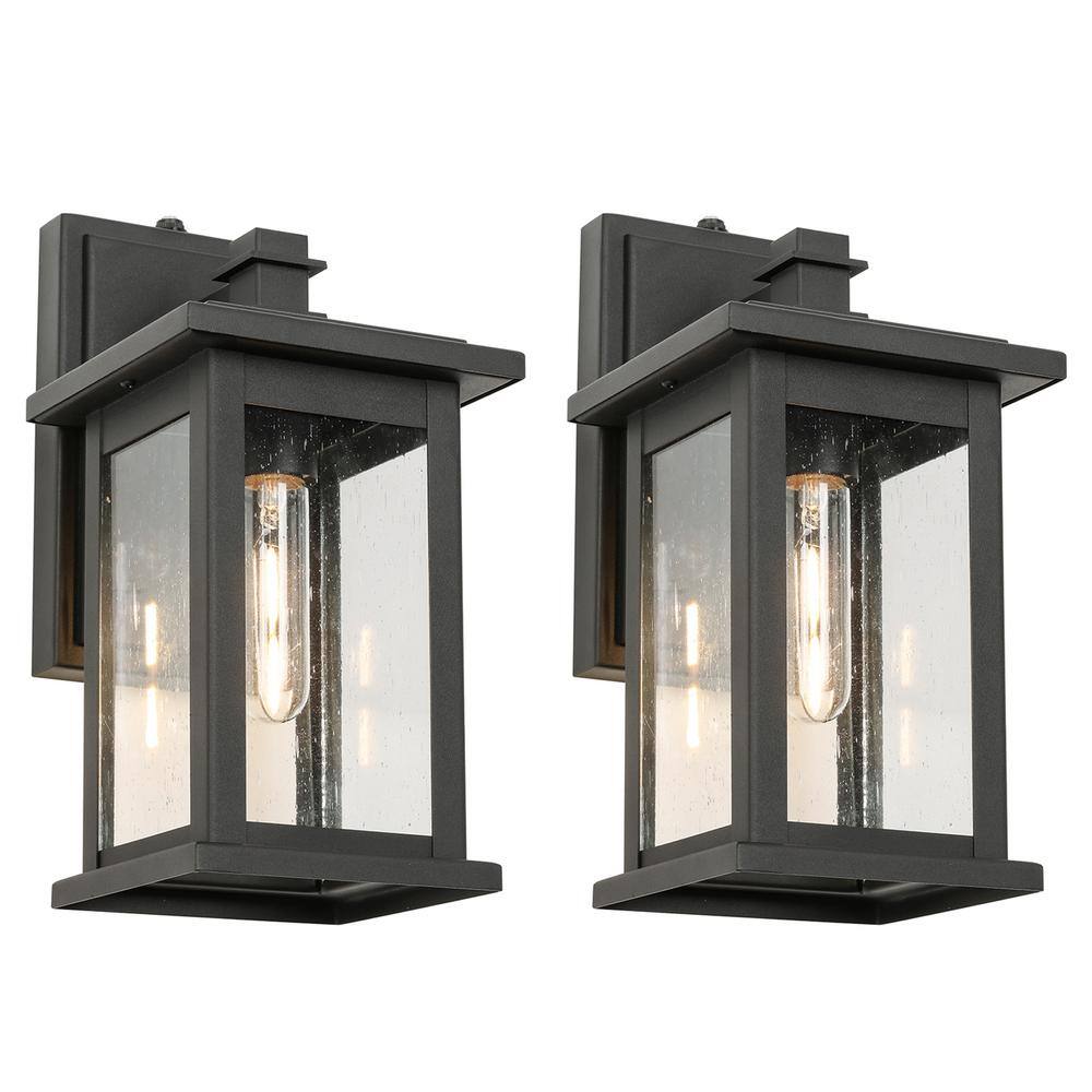 Black Not Motion Sensing Dusk to Dawn Outdoor Hardwired Wall Lantern Sconce with No Bulbs Included (2-Pack) price history on PriceWatchPro
