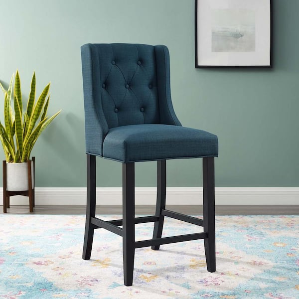 Baronet 26.5 Azure Tufted Button Upholstered Fabric Counter Stool