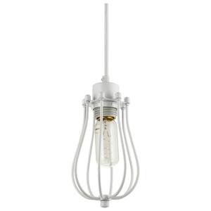 1-Light White 71 in. Cord Hanging Vintage Cage Dimmable Pendant Light