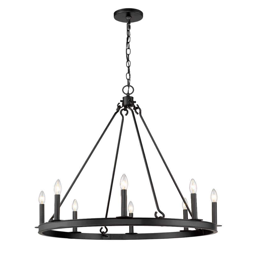 Barclay 8-Light Matte Black Chandelier with No Shade