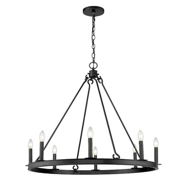 Unbranded Barclay 8-Light Matte Black Chandelier with No Shade