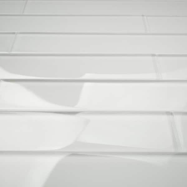 Ivy Hill Tile Contempo Vista Bright White 2 in. x 8 in. Polished Glass Subway Wall Tile Sample