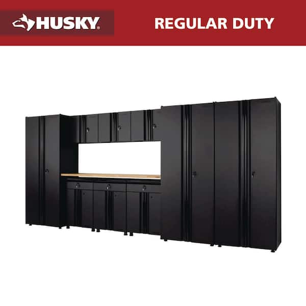 Regular Duty Welded 163.5 in. W x 75 in. H x 19.6 in. D 21-Gauge Steel 10-Piece Garage Storage System in Black