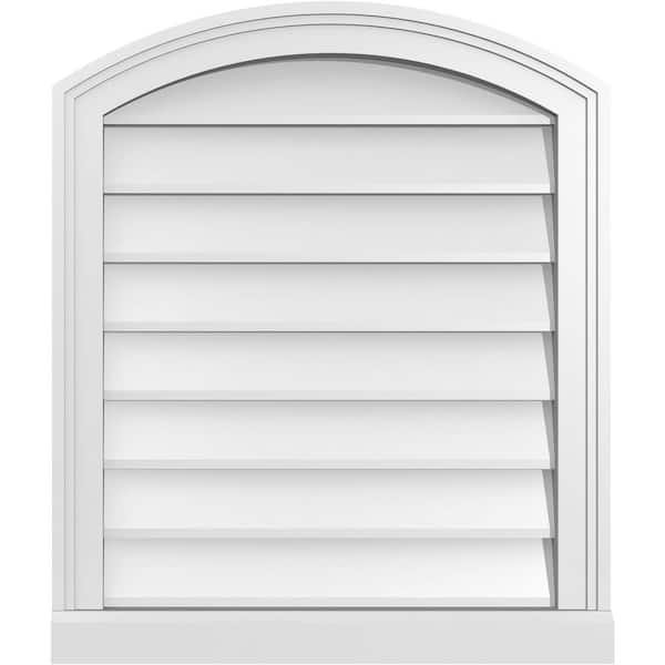 Ekena Millwork 22 in. x 26 in. Arch Top Surface Mount PVC Gable Vent: Functional with Brickmould Sill Frame