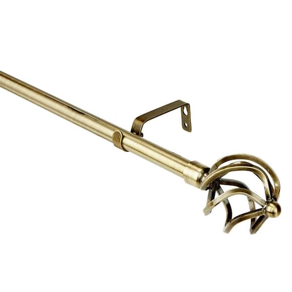 Home Details Royal Twist 48 to 86 in. Single Curtain Rod in Antique Brass