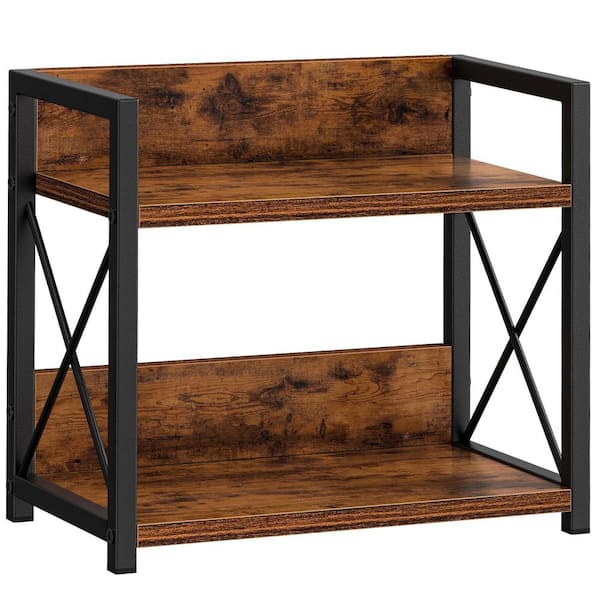 Industrial 2-Tier Wood Countertop Use Tiered Shelf Organizer, Kitchen Spice Rack Organizer for Countertop, in Brown