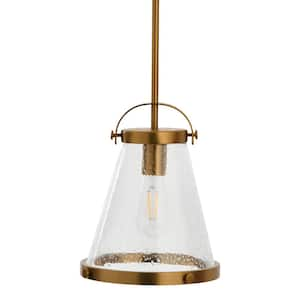 Wesley - Brushed Gold Metal and Seedy Glass 1 Ceiling Pendant Light