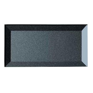 Secret Dimensions Glossy Blue Gray Reverse Beveled 3 in. x 6 in. Glass Wall Tile (0.125 Sq. Ft./Piece)