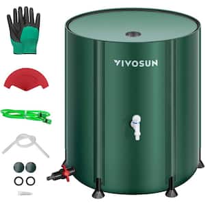 132 Gal. Collapsible Rain Barrel with wo Spigots and Overflow Kit in Green
