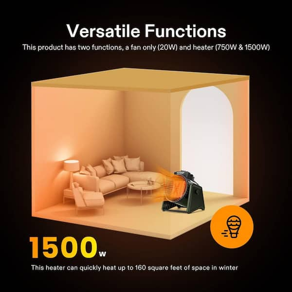 VIVOSUN 1500-Watt 9.5 in. Electric Portable PTC Ceramic Space Heater with  4-Modes, Adjustable Thermostat and Tip-Over Protection EH-0003 - The Home  Depot