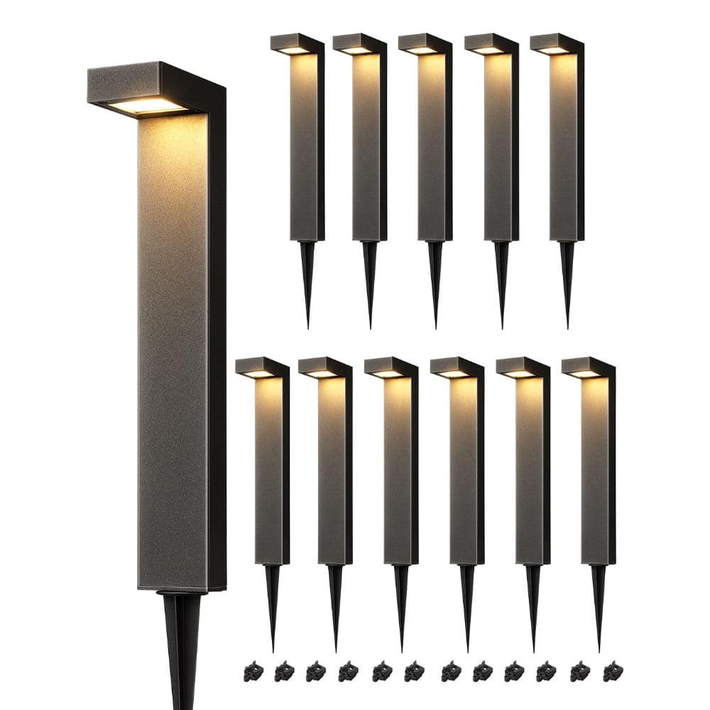 Modern Clean Black Integrated LED Low Voltage Outdoor Landscape Path Lights (12-Pack) price history on PriceWatchPro