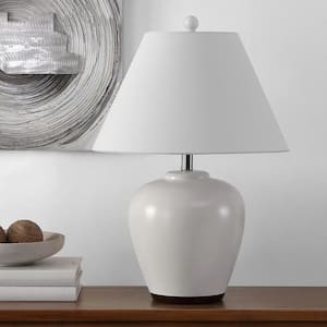 Etren 24.5 in. Ivory Table Lamp with White Shade