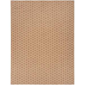 Reversible Indoor Outdoor Natural 10 ft. x 14 ft. Honeycomb Contemporary Area Rug