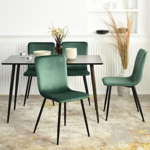 Scargill Green Velvet Upholstered Side Dining Chairs ( Set of 4 )