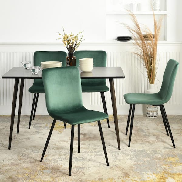 Homy Casa Scargill Green Velvet Upholstered Side Dining Chairs ( Set of 4 )